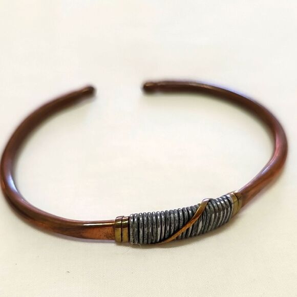 Unisex Copper/Silver Healing Tone Wire Wrapped Bracelet Circulation Pain Relief - Picture 1 of 3